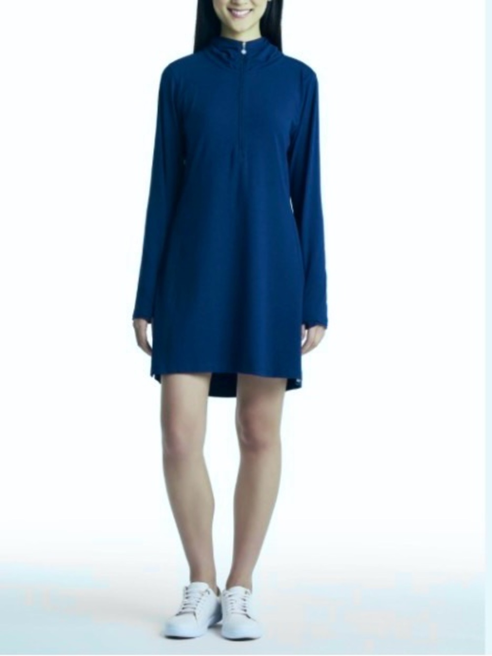 ZELLA  Activewear Tennis Dress Quarter Zip Long Sleeve Teal Blue M